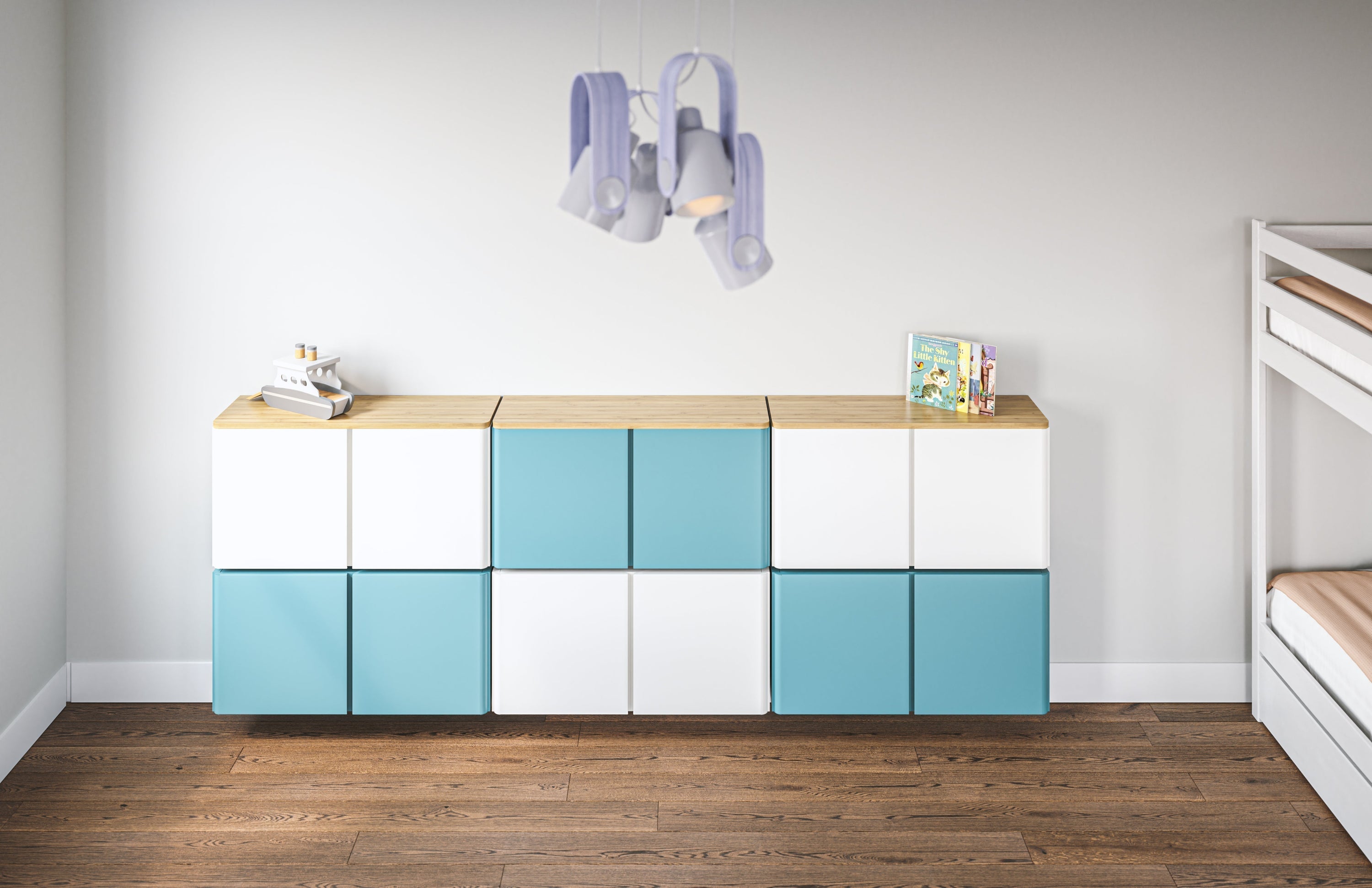 Wall Storage Cabinets with Bamboo Wood Tops