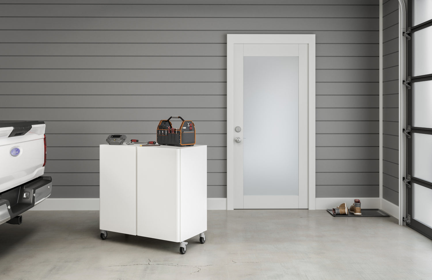 Everest Base Storage Cabinet + 3 in. Swivel Caster Set