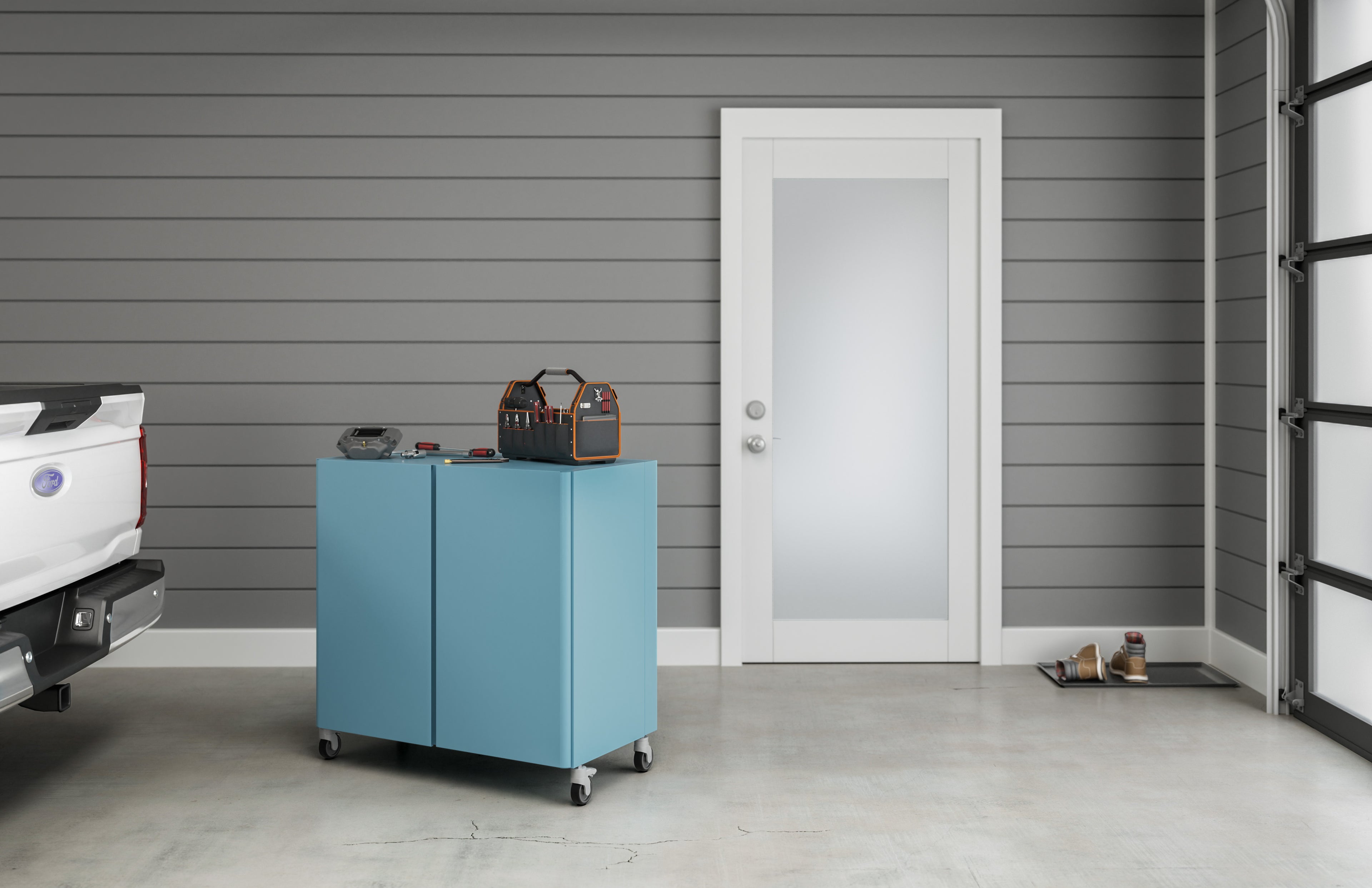 Everest Base Storage Cabinet + 3 in. Swivel Caster Set