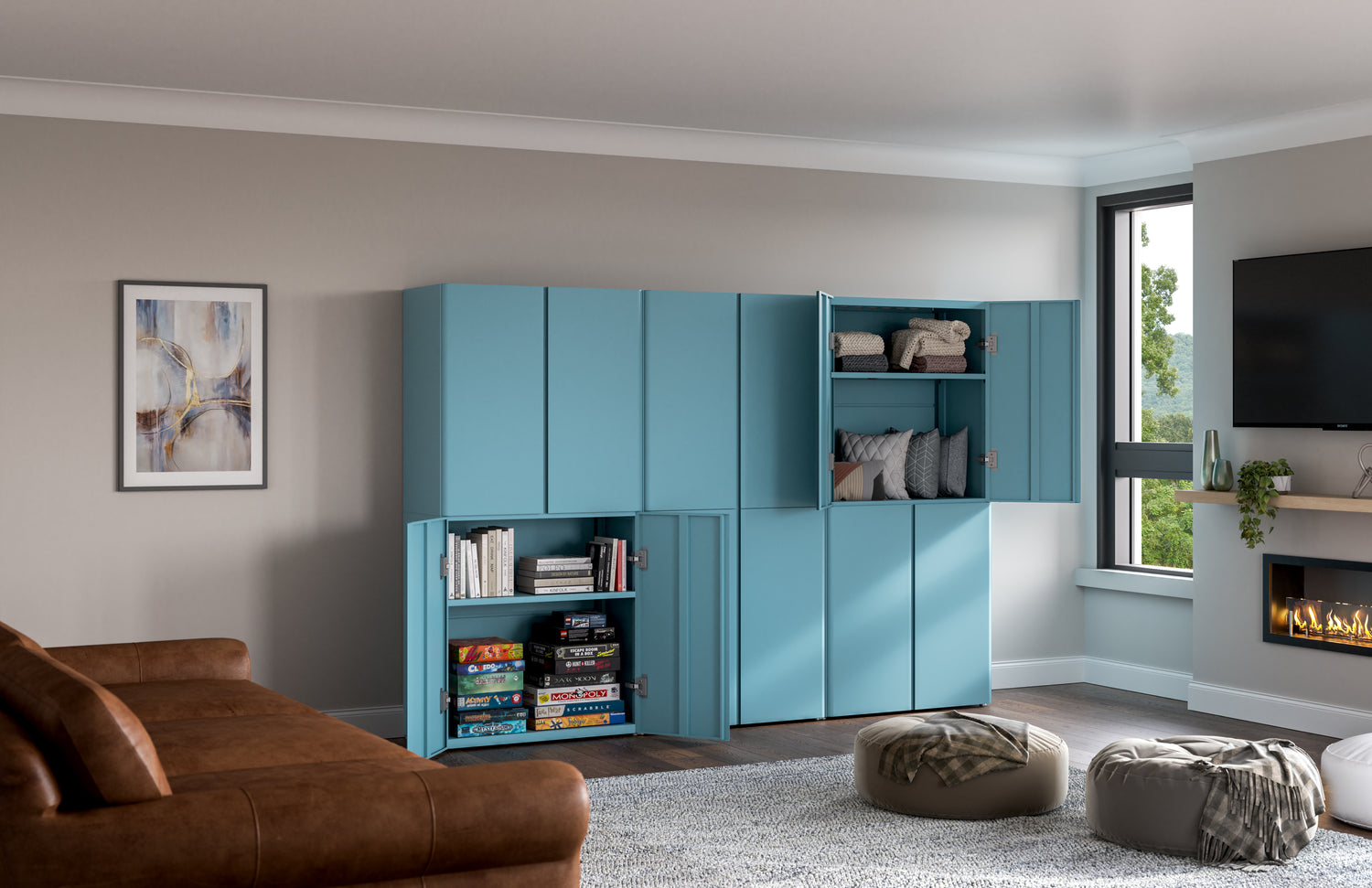 Tall Storage Cabinets - 3 PC Set