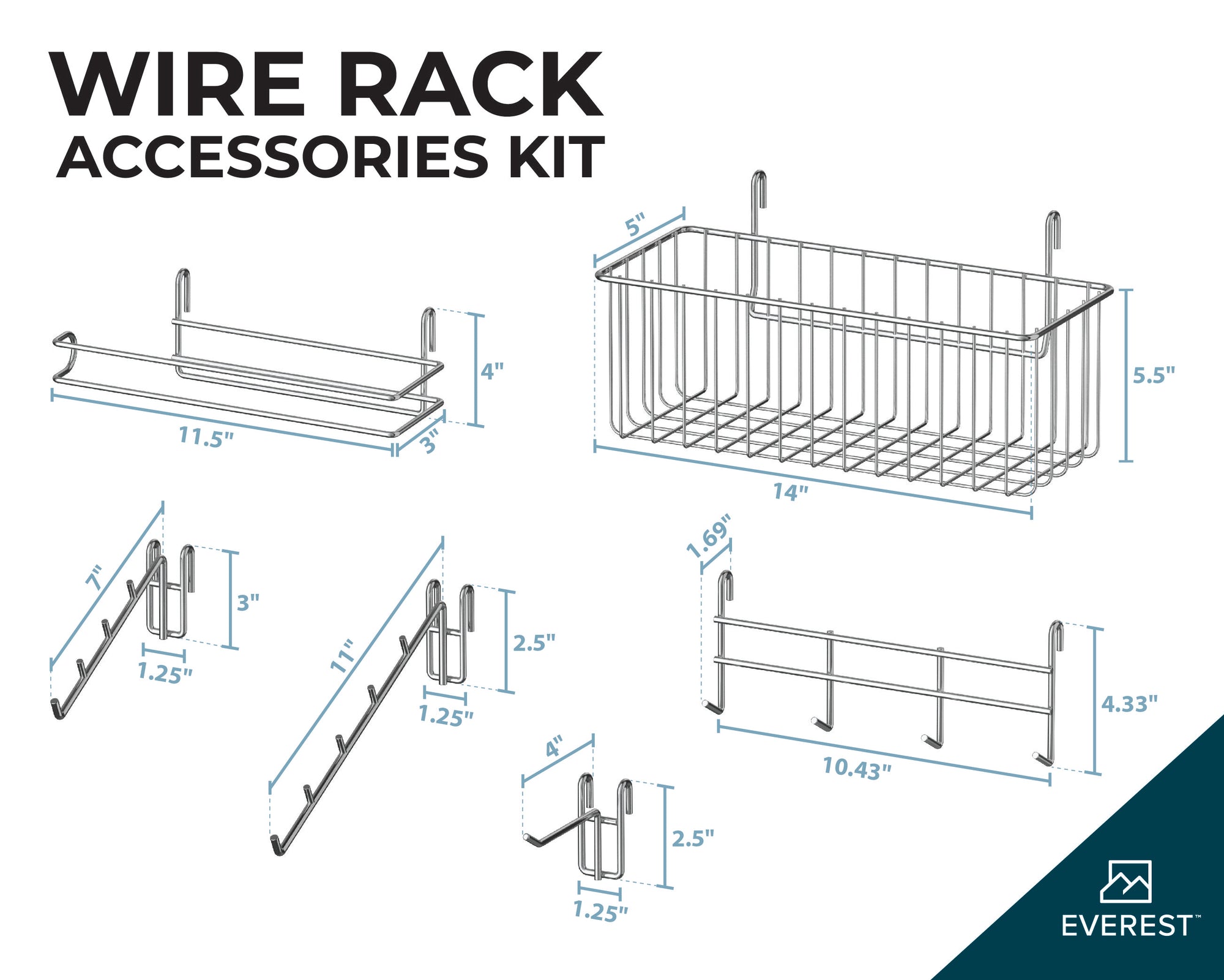 Wire Rack Accessories Kit 7-Pack – Everest Home